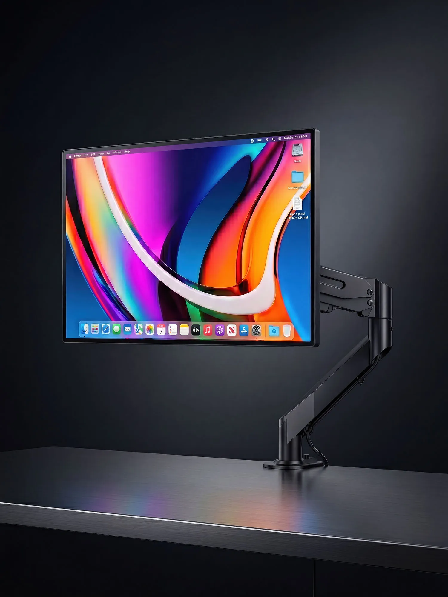 זרוע מסך שחורה מסדרת האביזרים של Furniq